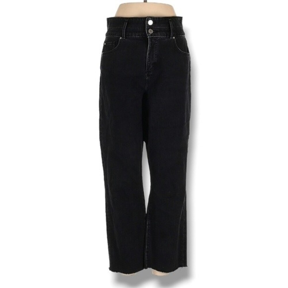 Ann Taylor The Straight Crop Jeans Size 8 Black High Waist Relaxed Preppy Baggy
